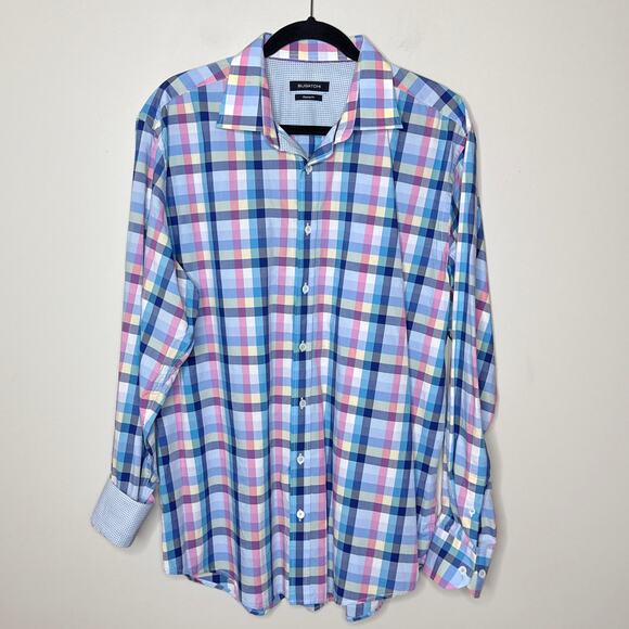 Bugatchi Men's Classic Fit Flip Cuff Multi-Color Plaid Button Front Shirt XL‎ - Picture 2 of 9
